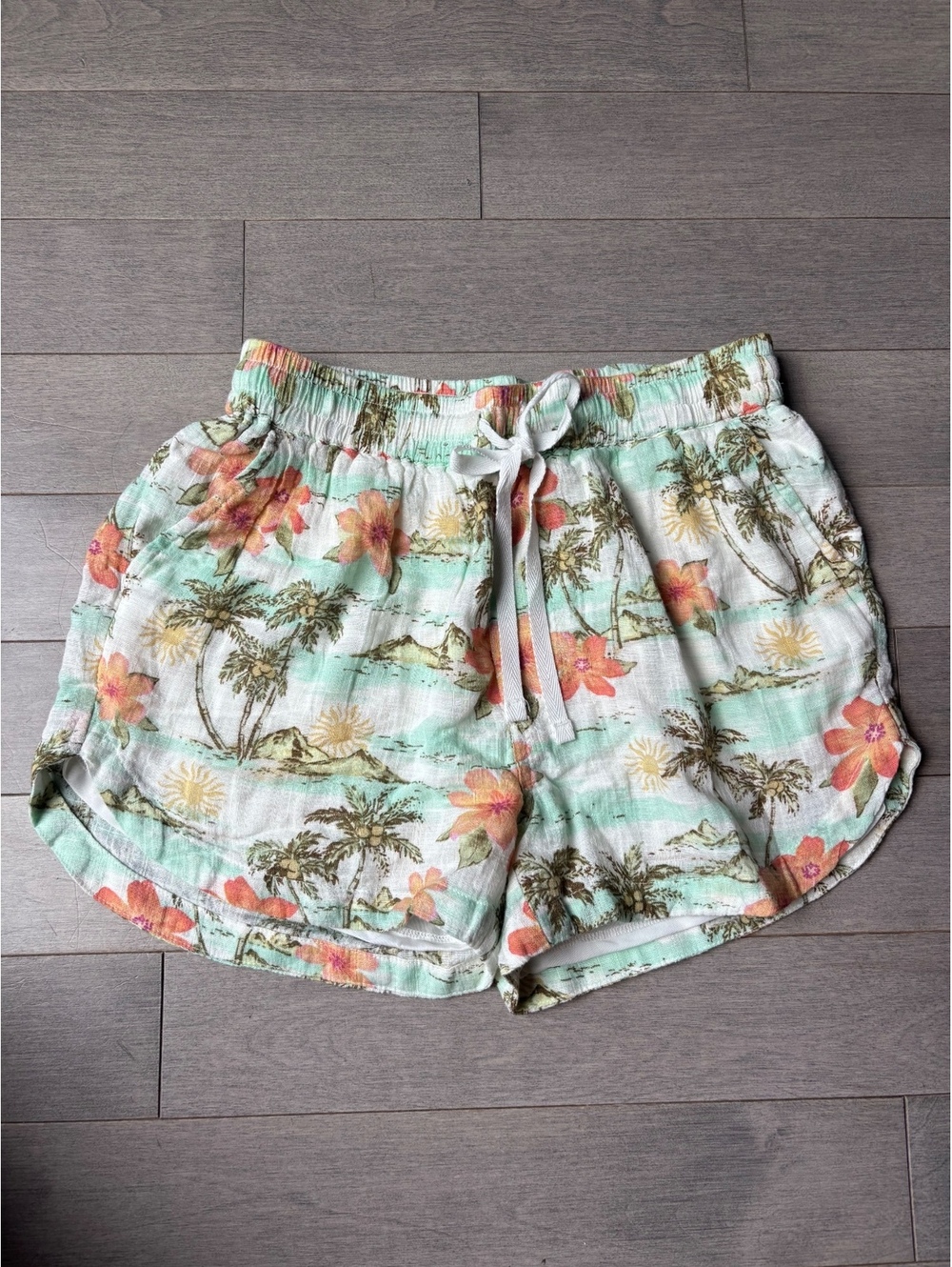 Women’s Arizona Jean co floral tropical pull on beach summer vacation shorts XS